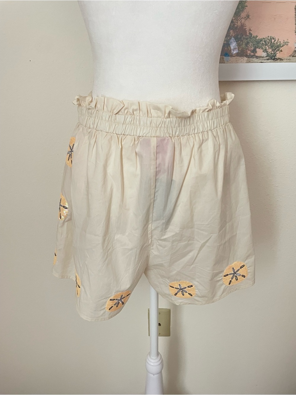 QUEEN OF SPARKLES Sequin Sand Dollar Cotton Tie Tank Top & Shorts Matching Set - Picture 10 of 10